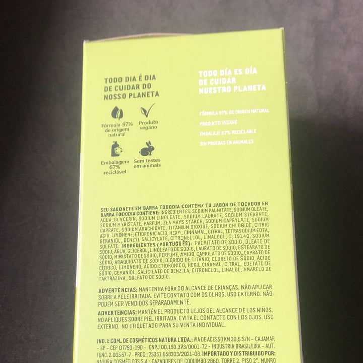 review photo of Natura tododia sabonete em barra vegetal capim limão e hortelã shared by @demartins on 10 Sep 2022 - review