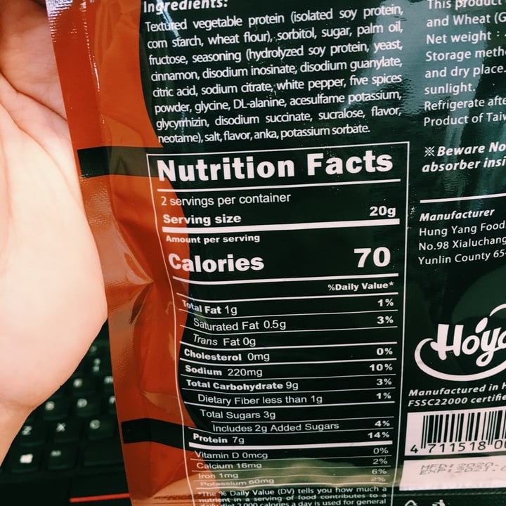 review photo of Hoya Sweet & Grilled Vegan Jerky shared by @scynsa on 04 Jul 2021 - review