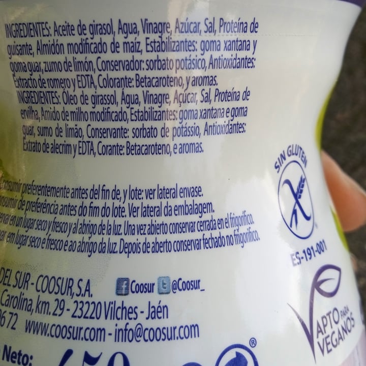 photo of Coosur Salsa sin Huevo y Lactosa (Mayonesa Vegana) shared by @blackemma on  29 Aug 2022 - review