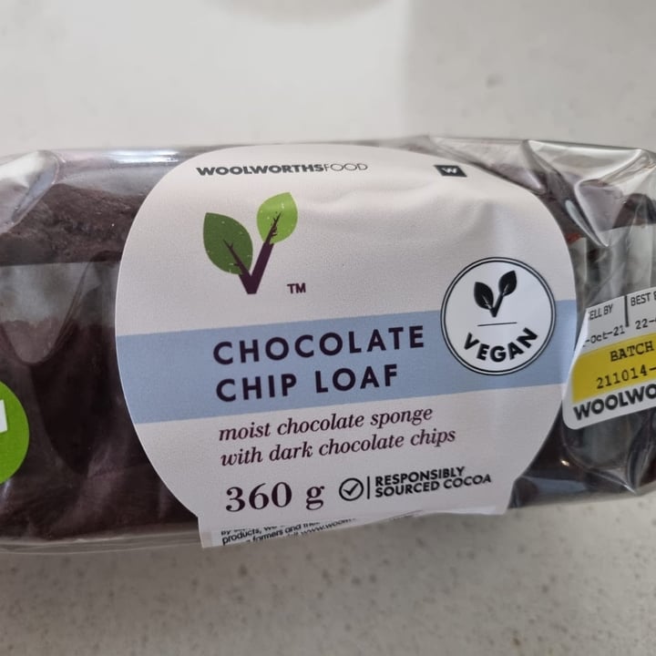 photo of Woolworths Food chocolate chip loaf vegan shared by @natasha1912 on  05 Nov 2021 - review