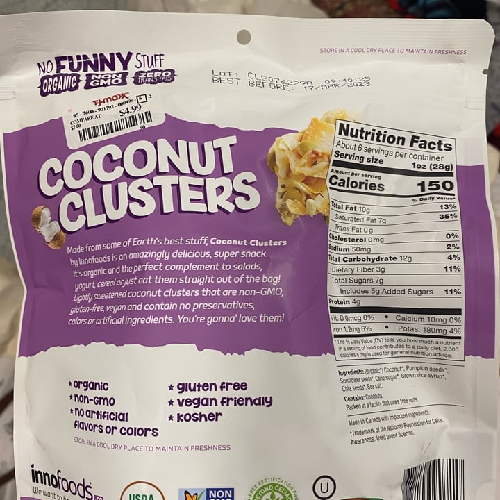 photo of InnoFoods Coconut Clusters shared by @kmeregali on  11 May 2022 - review