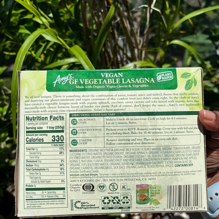 review photo of Amy’s Amy’s GF Vegan Lagsana shared by @laksh03 on 25 Feb 2022 - review