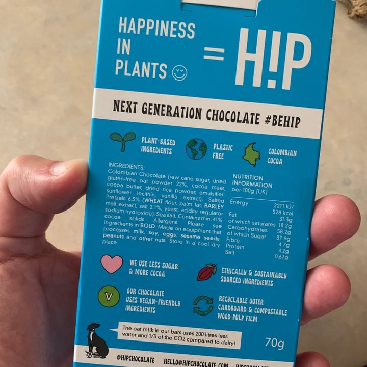 photo of HIP (H!P) Salty Pretzels Oat M!lk Chocolate Bar shared by @barefootserene on  15 Sep 2021 - review
