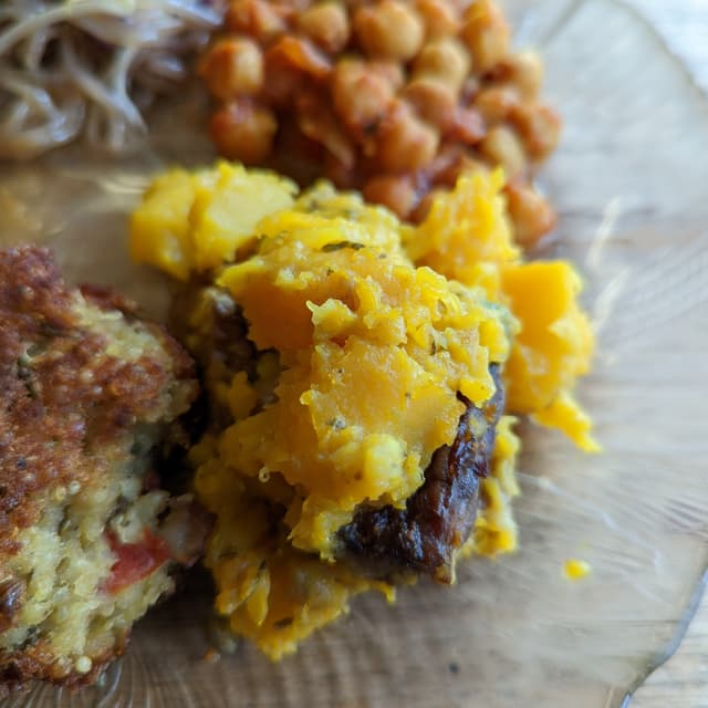 Photo of the dish “Cheesy Tempeh & Butternut Squash”