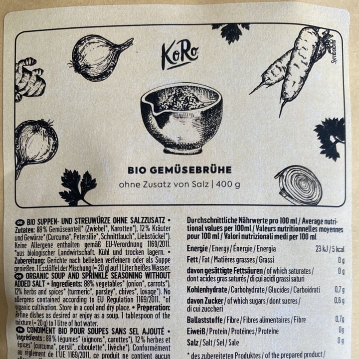 review photo of Koro Bio Gemüsebrühe ohne zusatz von salz shared by @apprendistaveg on 16 Apr 2022 - review