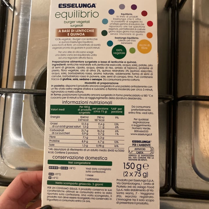 review photo of Esselunga Burger vegetali a base di lenticchie e quinoa shared by @virgix on 30 Mar 2022 - review