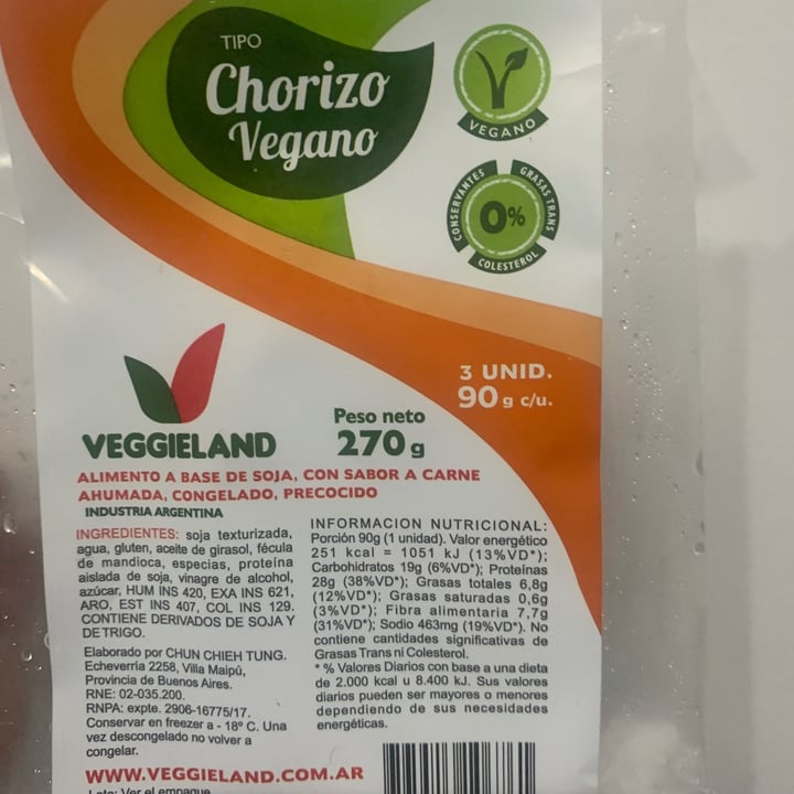 photo of Veggieland Chorizo Vegano shared by @danisufo on  05 Aug 2021 - review