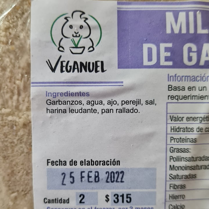 photo of Veganuel Milanesa De Garbanzo shared by @camivaleria on  18 Mar 2022 - review