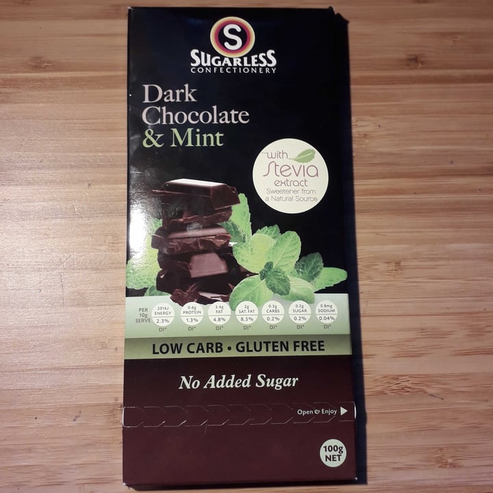 photo of Sugarless Confectionery Dark Chocolate & Mint shared by @veganfoodieomgopnik on  21 Sep 2021 - review