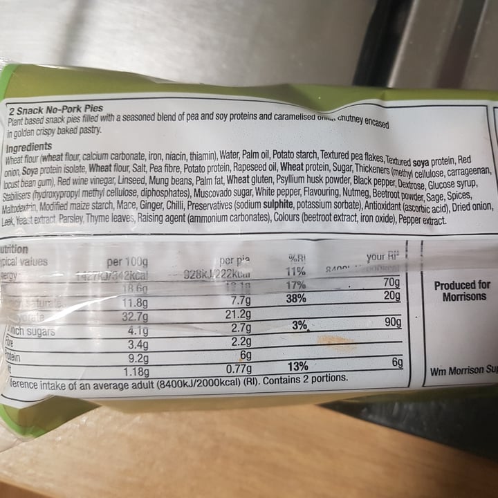 review photo of Morrisons 2 snack no- pork pies shared by @immy on 09 May 2021 - review