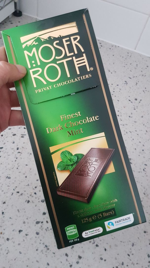 photo of Moser Roth Mint Flavour Dark Chocolate shared by @kmazz on  29 May 2020 - review