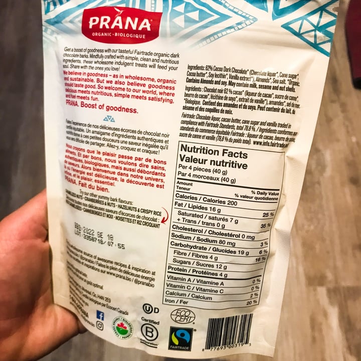 review photo of Pana Organic Almond & Sea Salt Chocolate Bark shared by @illusionist on 24 Sep 2022 - review