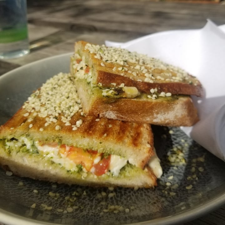 review photo of Mr Lahey's Organic Juice Bar Caprese Sourdough Toastie shared by @20yearsvegan on 19 Jan 2021 - review
