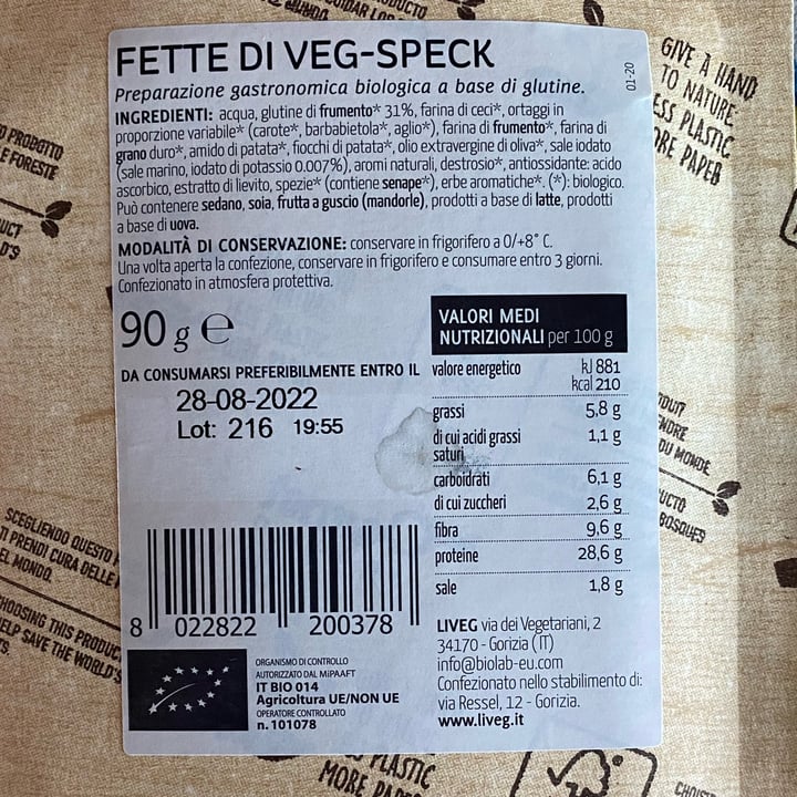 photo of Liveg Fette di veg-speck shared by @paulets on  02 Aug 2022 - review