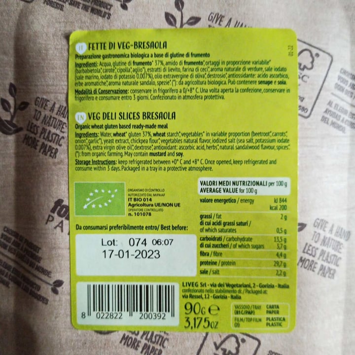 review photo of Liveg Fette di veg-bresaola shared by @elanorya on 20 Dec 2022 - review