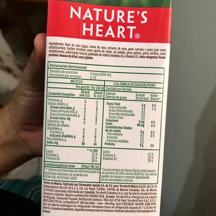 review photo of Nature's Heart Bebida de coco sin azúcar shared by @anselvegan on 29 May 2022 - review