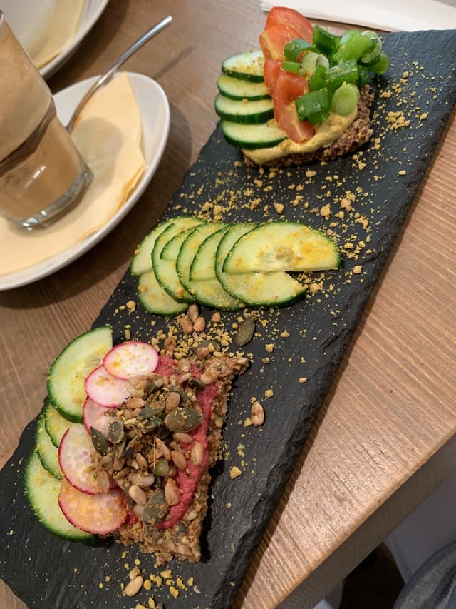 Photo of the dish “Breakfast toast with “egg” and beetroot spread”