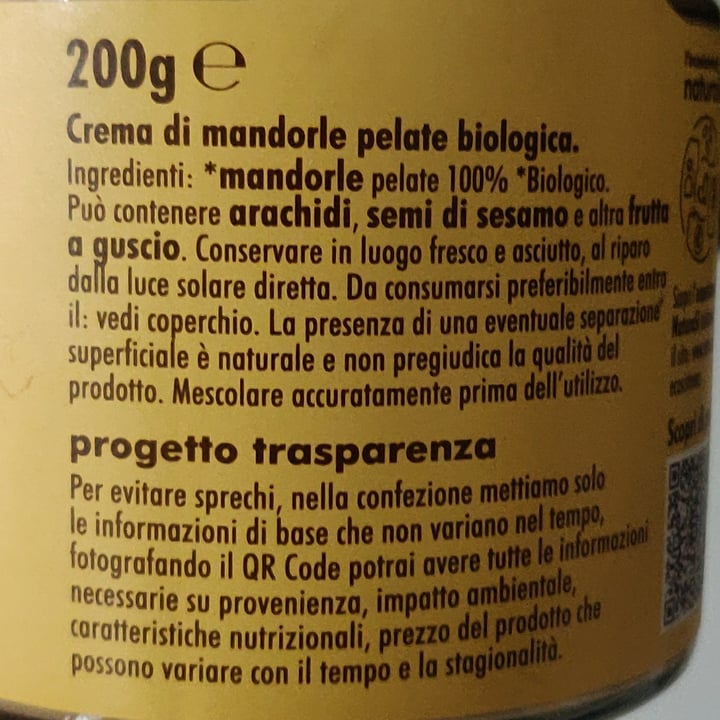 photo of Natura Sì Crema di mandorle pelate shared by @fraf on  12 Mar 2022 - review