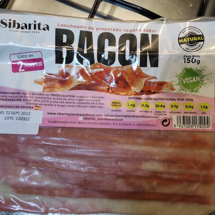 photo of Sibarita plant-based food Loncheado de preparado vegano sabor bacon shared by @jordimarta on  25 Jun 2022 - review