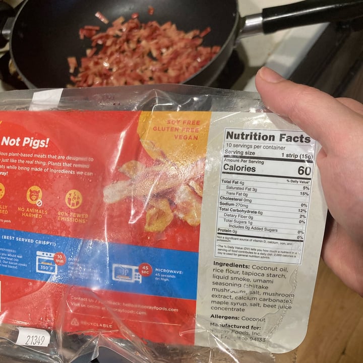photo of Hooray Foods Plant-based Bacon shared by @howaboutyes on  27 Apr 2022 - review