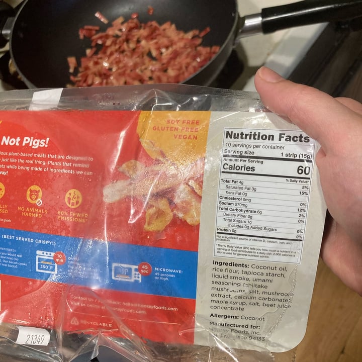 review photo of Hooray Foods Plant-based Bacon shared by @howaboutyes on 27 Apr 2022 - review