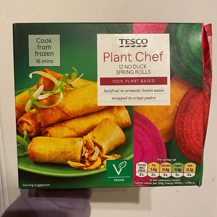 photo of Tesco Plant chef no duck spring rolls shared by @devon0 on  04 Feb 2021 - review