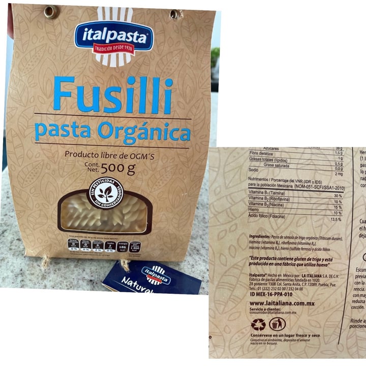 photo of Italpasta Fusili Pasta Orgánica shared by @denmiguel on  27 Jun 2021 - review