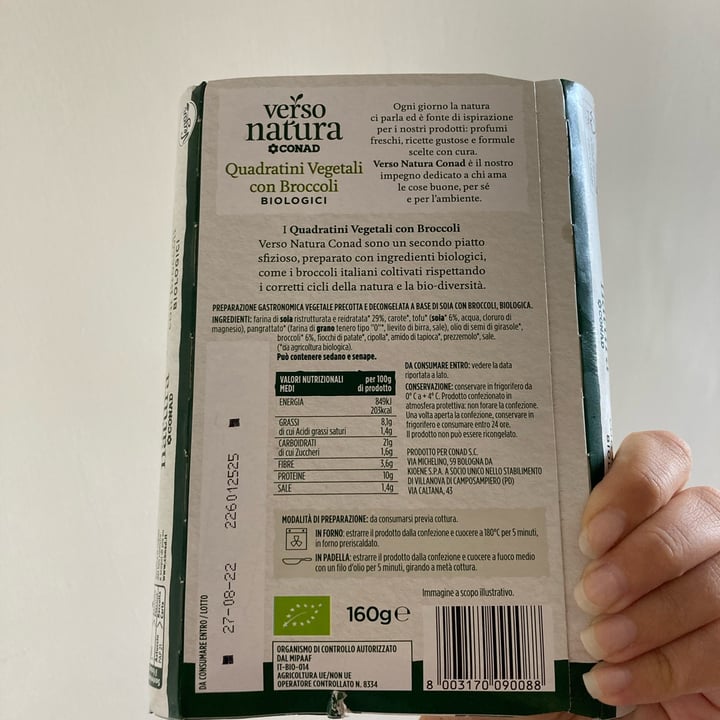 photo of Verso Natura Conad Veg Quadratini vegetali con broccoli biologici shared by @mary3avx on  24 Aug 2022 - review