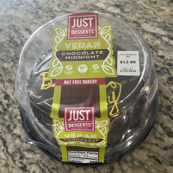 review photo of Just Desserts San Francisco Vegan Chocolate Midnight Cake shared by @ashleymccallum on 02 Apr 2022 - review