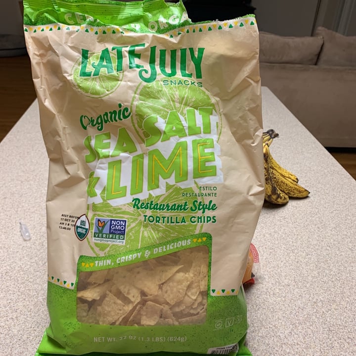 photo of Late July Snacks Sea salt & lime tortilla chips shared by @lnovack on  27 May 2020 - review