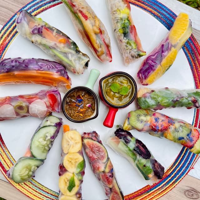 Photo of the dish “Atypical Rainbow Rice Paper Roll Raw Vegan”