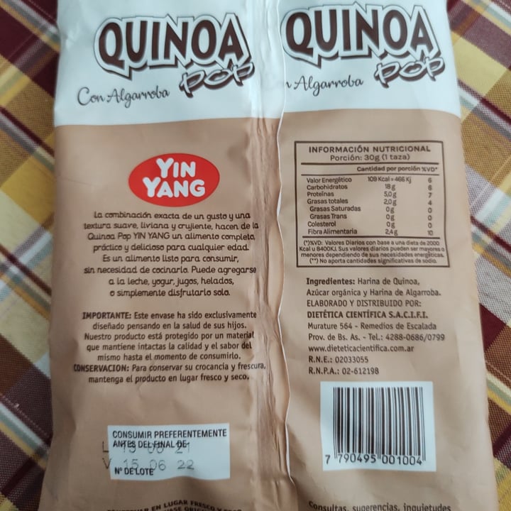 photo of Yin Yang Quinoa Pop con Algarroba shared by @meliicaffaro on  05 Jul 2021 - review