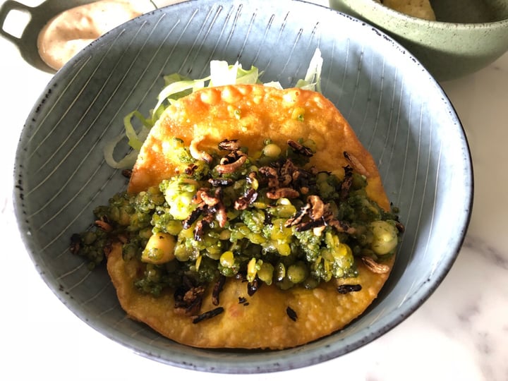 photo of HRVST Cafe & Bar Pumpkin taco shell with chickpea, lentil, quinoa, puffed wild rice, gremolata, iceberg lettuce shared by @s1224 on  09 Oct 2018 - review