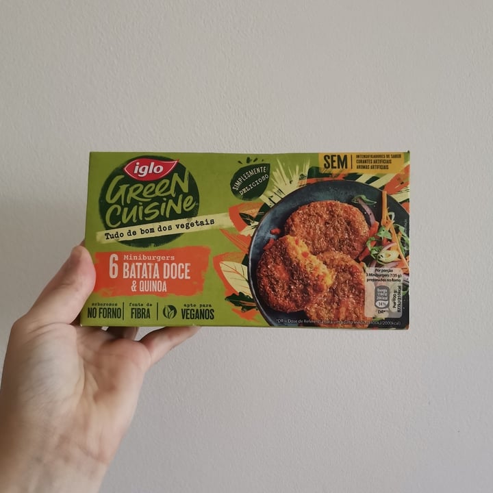 review photo of iglo Green Cuisine Mini burguers batata doce e quinoa shared by @marianafilipaaa on 28 Jun 2022 - review