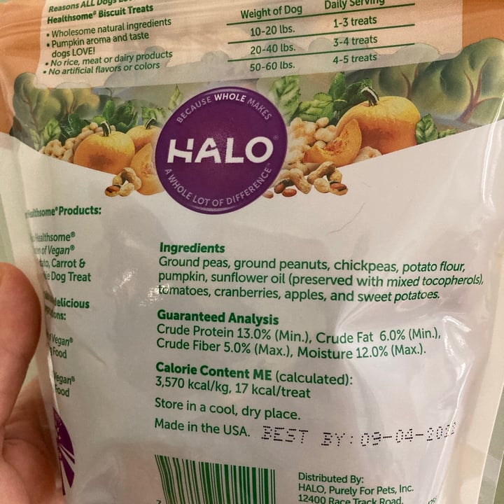 photo of Halo Peanut N’ Pumpkin Biscuit Dog Treats shared by @avecdeschiens on  23 Jun 2021 - review