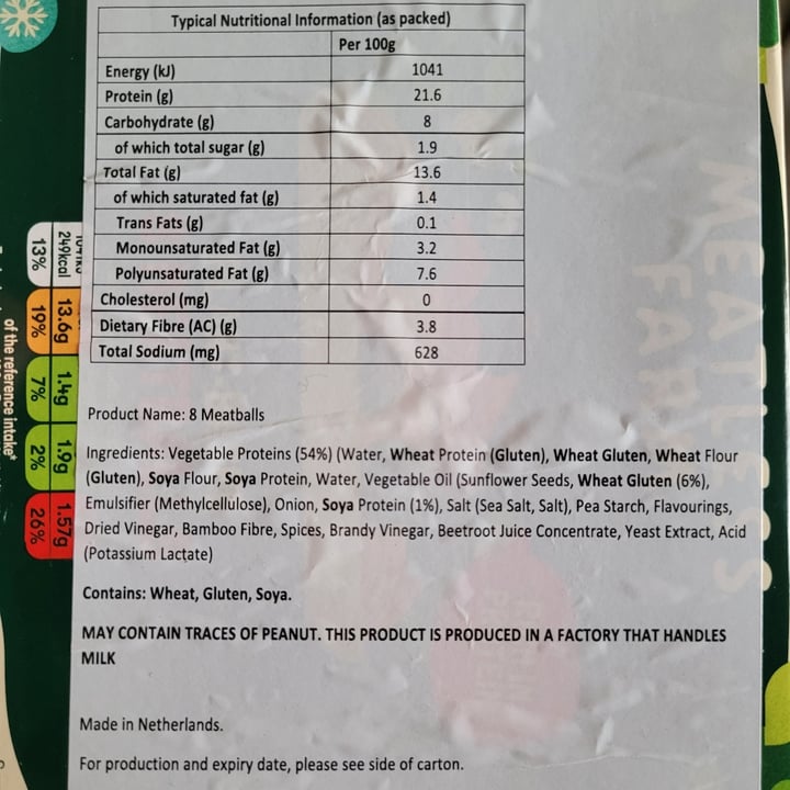 photo of Meatless Farm Plant-Based 8 Meatballs shared by @simonel on  28 Oct 2022 - review