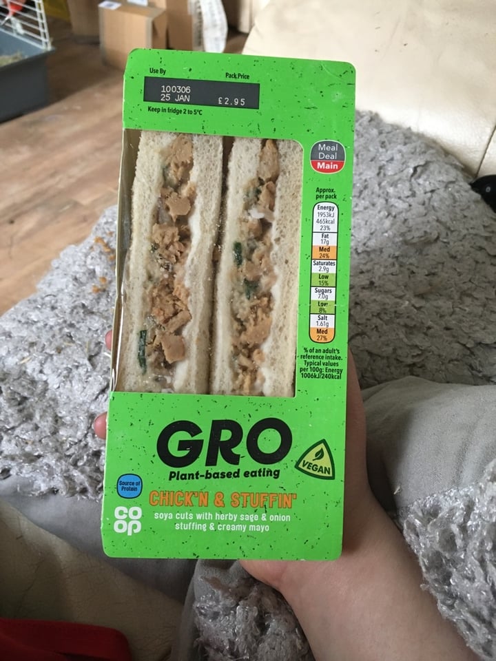 photo of Coop Gro Chicken N Stuffing Sandwich shared by @coolveganbits on  24 Jan 2020 - review