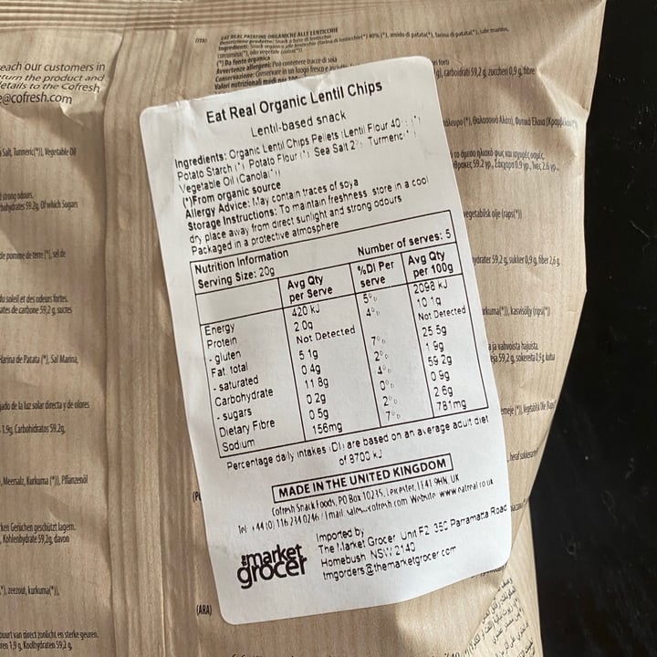 photo of Eat Real Organic lentil chips shared by @egglings on  25 Oct 2020 - review