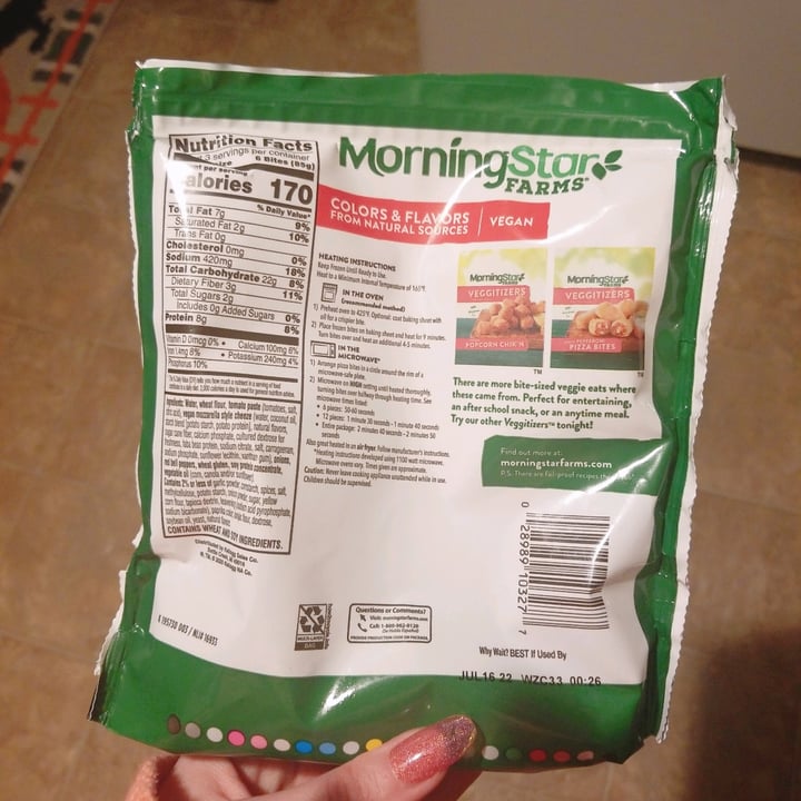 review photo of MorningStar Farms Veggitizers Veggie Sausage Pizza Bites shared by @babydolldaydreams on 30 Aug 2022 - review
