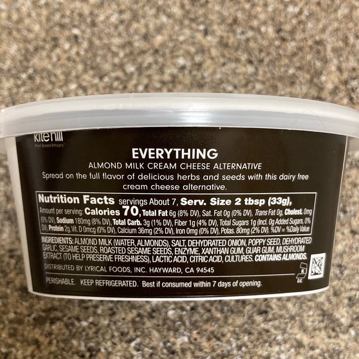 photo of Kite Hill Cream Cheese Alternative Everything shared by @alleycatz on  14 Feb 2021 - review
