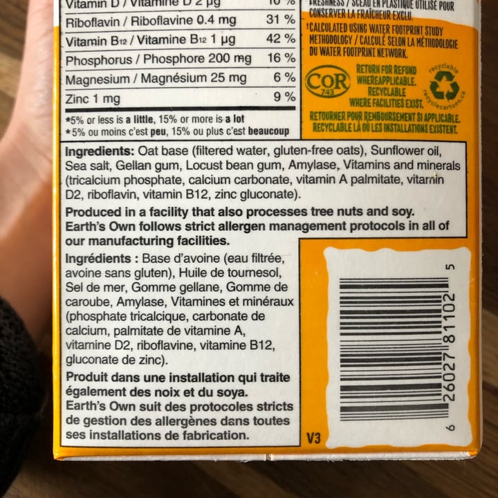 review photo of Earth's Own Oat Milk Unsweetened shared by @leafinthechinook on 02 Mar 2022 - review
