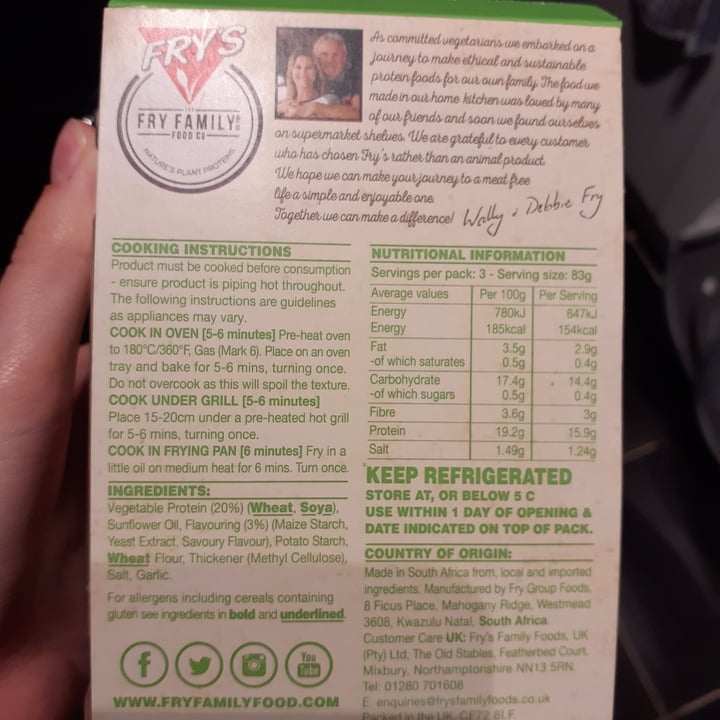 photo of Fry's Family Food Lightly Seasoned Chicken Style Strips shared by @tillymjo on  17 Oct 2020 - review