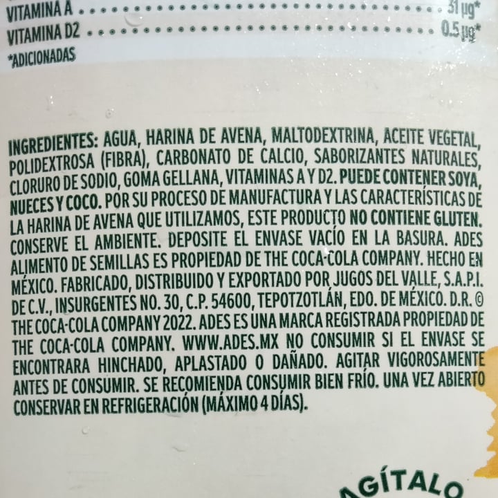 photo of Ades leche de avena shared by @karlazavala on  11 Nov 2022 - review