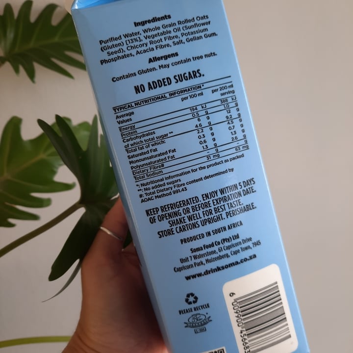 photo of SOMA Oat Milk - Unsweetened shared by @diaryofashleigh on  27 Nov 2022 - review