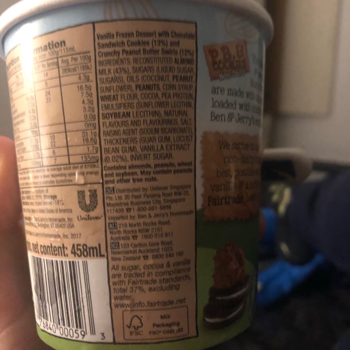 photo of Ben & Jerry's P.B. & Cookies Non-Dairy Frozen Dessert shared by @plantbasedancer on  27 Jun 2021 - review