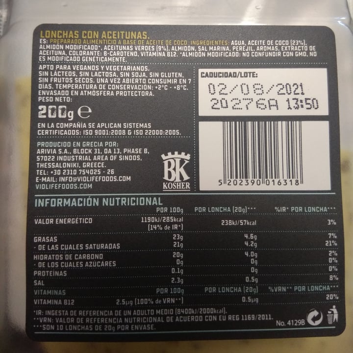 review photo of Violife Lonchas con Aceitunas shared by @davidganja on 11 Jun 2021 - review