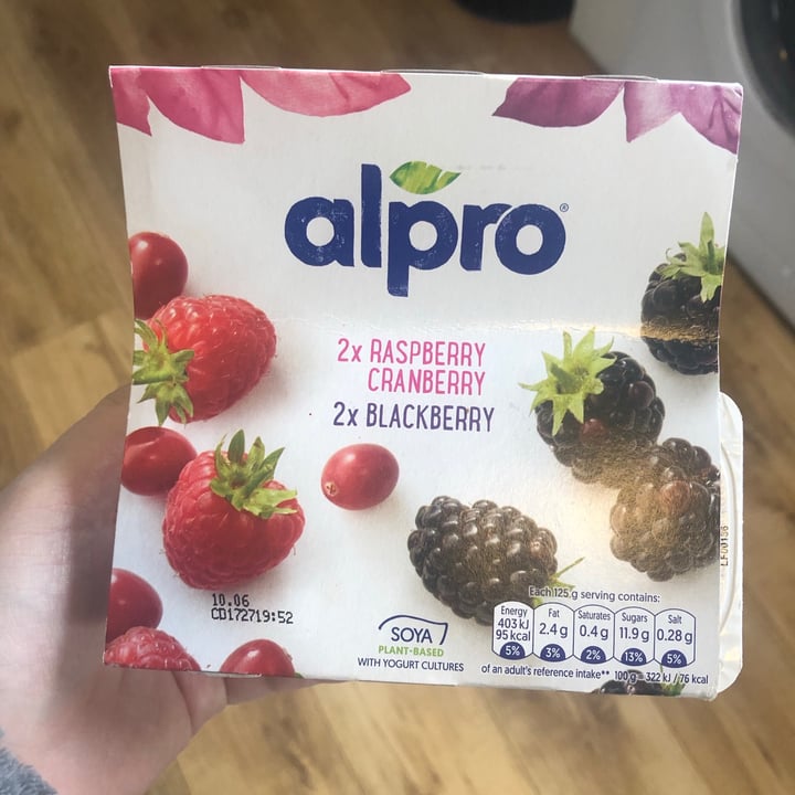 photo of Alpro 2x Raspberry Cranberry 2x Blackberry Yogurt shared by @laurenmitchell on  24 May 2021 - review