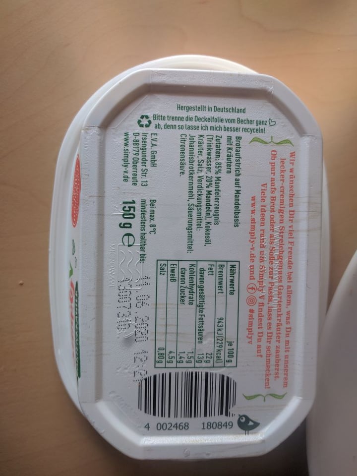 review photo of Simply V Cremiger Kräuter Streichgenuss shared by @magicalme on 17 Apr 2020 - review