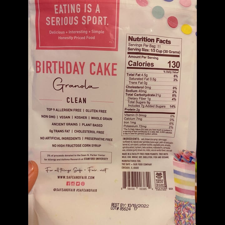 review photo of The Safe + Fair Food Company Birthday Cake Popcorn shared by @amsvfrazier90 on 02 Mar 2022 - review