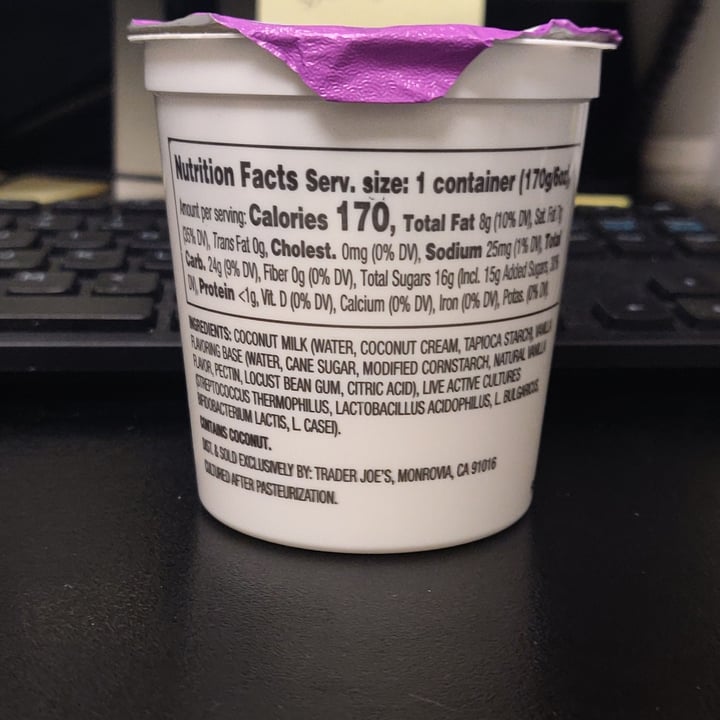 photo of Trader Joe's Cultured Coconut Milk Vanilla shared by @kqm219 on  19 Mar 2021 - review